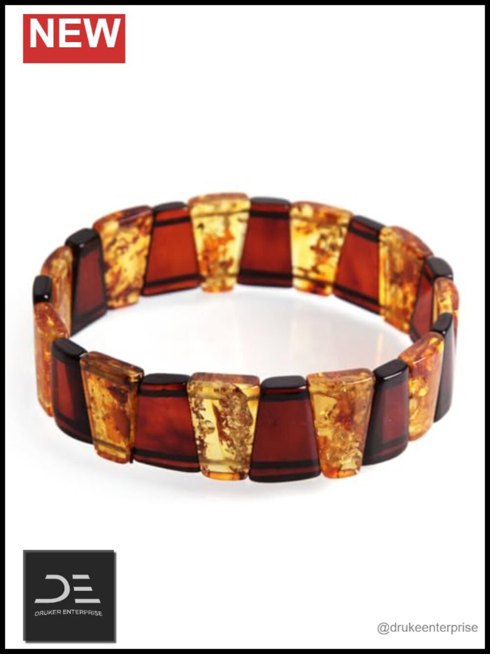 Natural Amber Flower Stretch Bracelet 7 inch Adults